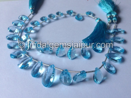 Sky Blue Topaz Double Concave Cut Pear Beads